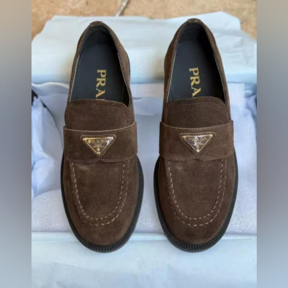 Prada Chocolate suede loafers
